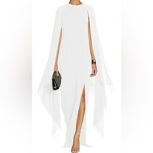Elegant Asymmetrical White Cape Dress